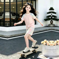 Kids'  summer new ice silk set - girls' cute student style, casual colorful gradient two-piece outfit for mid-to-large children