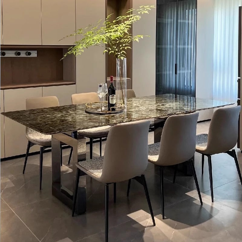 Italian new arrival super crystal stone dining table and chair combination bright slate dining table accessible luxury marble natural microcrystalline colored crystal stone