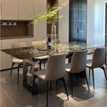 Italian new arrival super crystal stone dining table and chair combination bright slate dining table accessible luxury marble natural microcrystalline colored crystal stone