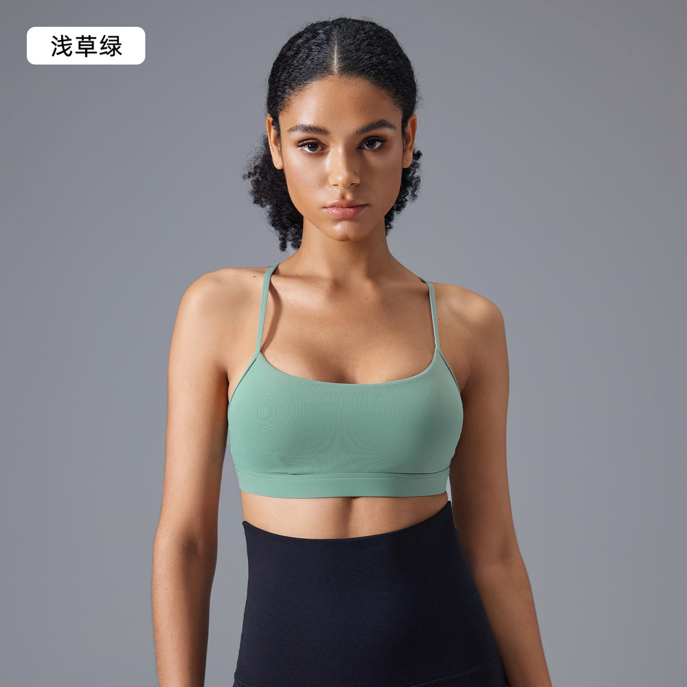 Adjustable straps backless sports bra women's running shockproof fitness bra barely-there yoga bra d25108
