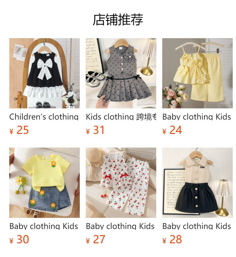 Baby clothing kids set children outfit white camisole + blue stripes