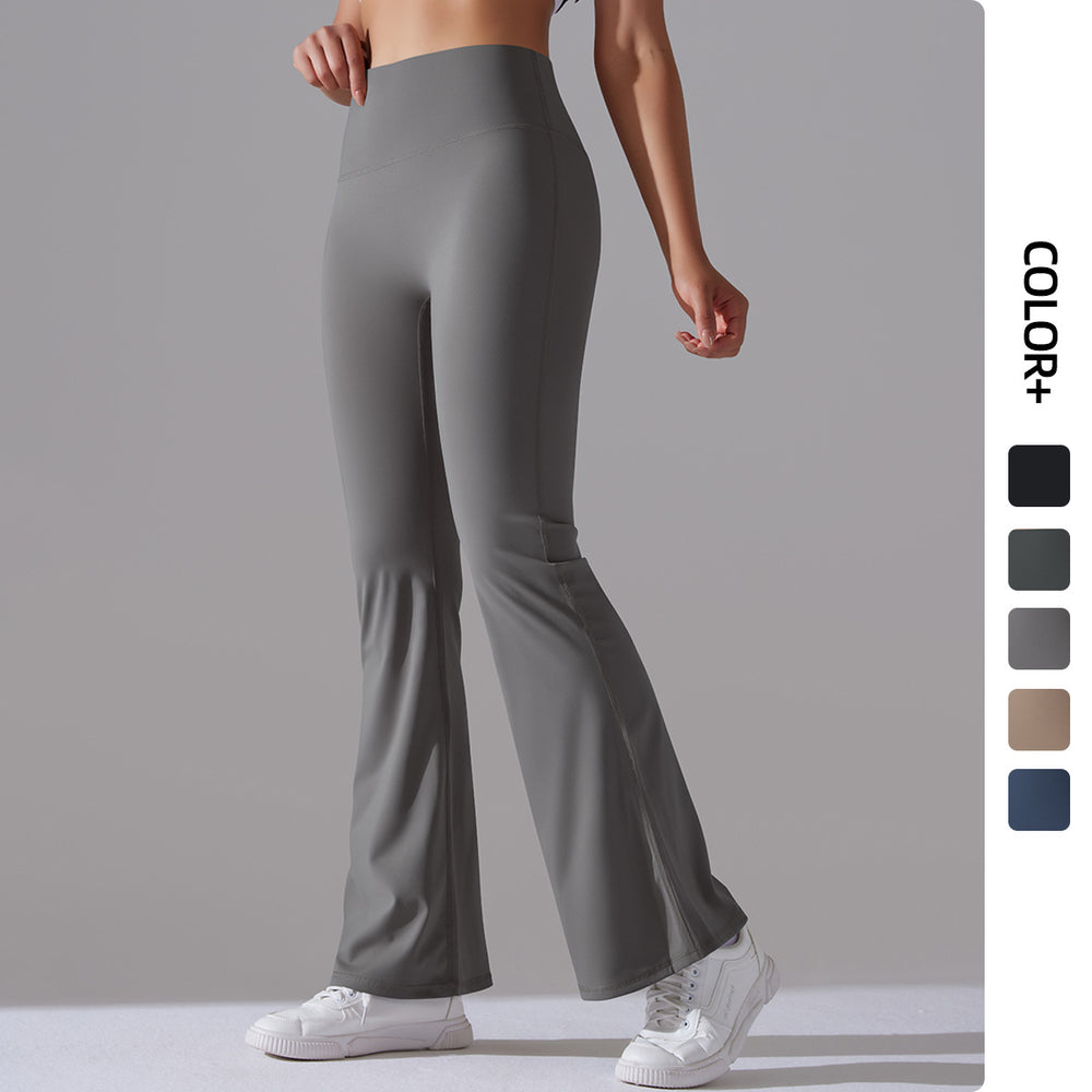 New arrival cross-border double-sided brushed pure color high waistcasual sports wide-leg pants sports running fitness yoga bell bottoms