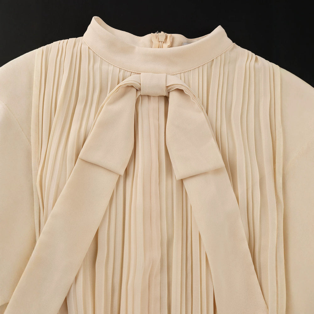 new arrival: elegant commute dress - embroidered appliqué, slim fit, bow detail, chiffon sleeve dress