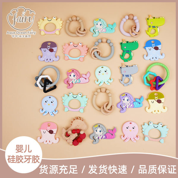 A complete range of customized cartoons, silicone toothpaste, food grade cartoon baby baby dragon mermaid bite glue toothpaste