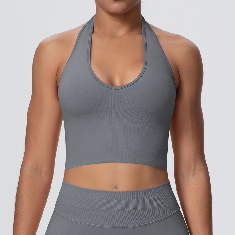 fashion breathable halter back yoga bra fashion seamless sports intimates women's summer bubble wrap fitness tops