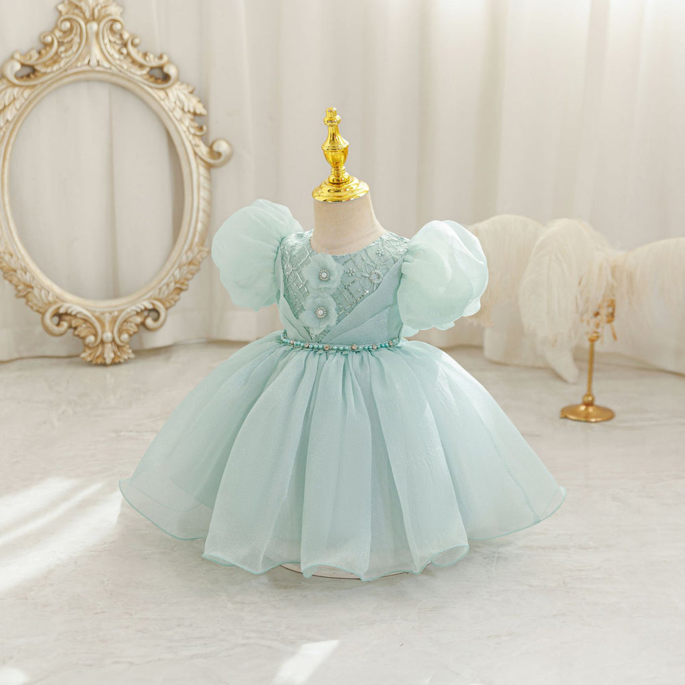 New arrival: girls' export-grade formal dress - bubble sleeve wedding gown, princess dress, birthday party dress, kids' dress