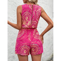 Shipped: new european and american women's summer v-neck sleeveless casual jumpsuit with minimalist print