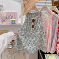 new girls' summer floral sleeveless princess dress - sweet & cute style, round neck cotton gauze dress