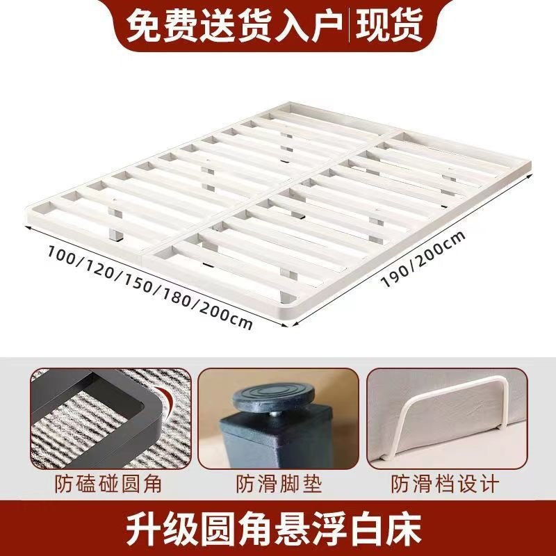 Floating bed modern casual no bedside iron frame steel frame iron art master bedroom double bed tatami row frame suspended bed