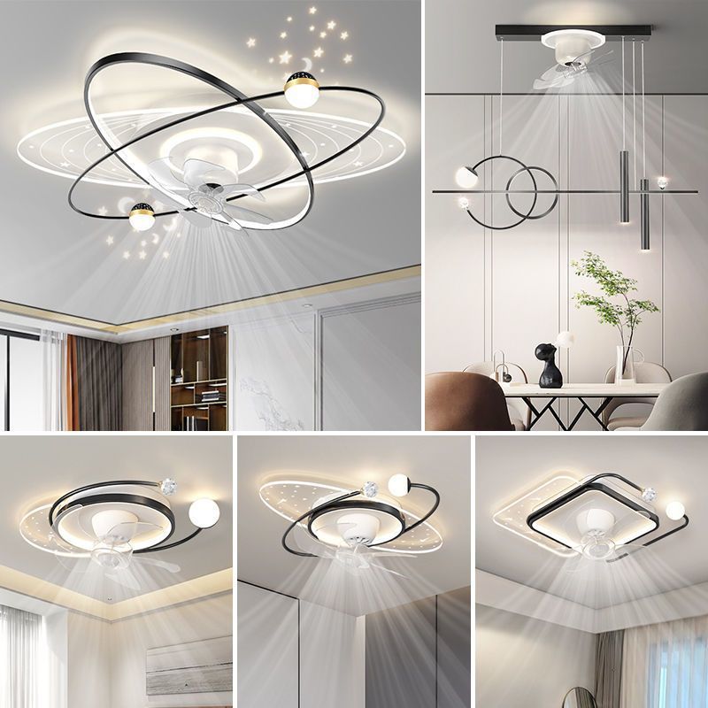 Guangdong Zhongshan Fan Lighting Package Nordic Light Luxury Bedroom Dining Room Ceiling Fan Light Moving Head Electric Fan Living Room Ceiling Light