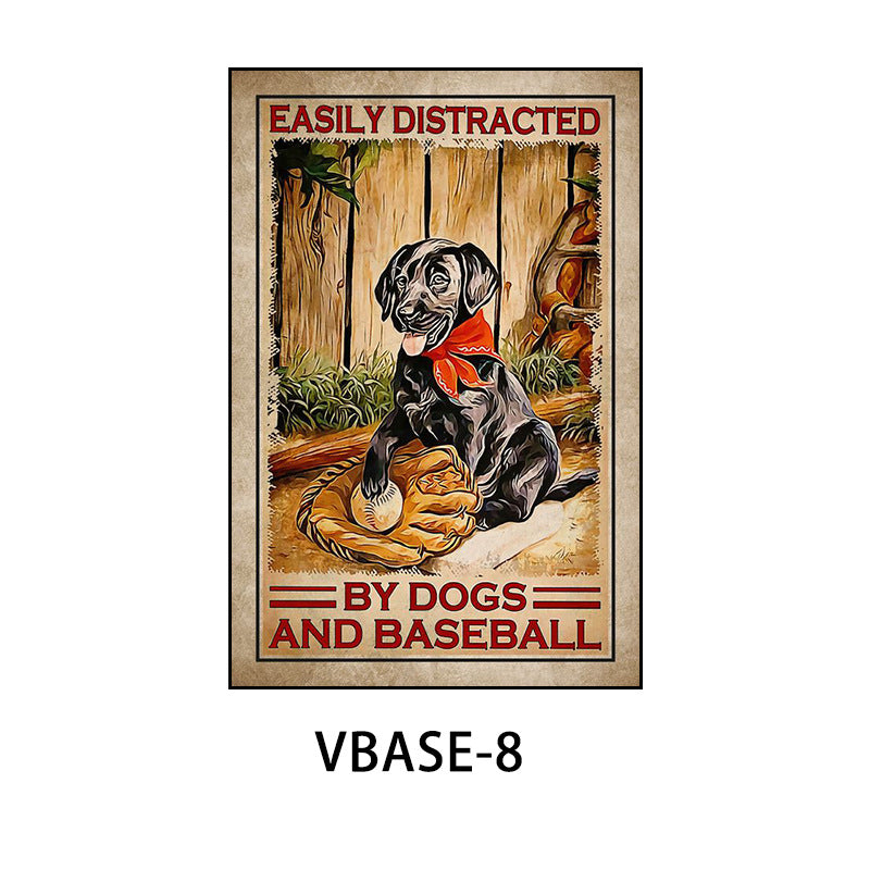 American retro baseball poster decorative painting gym gym hanging painting inspirational sports theme bar mural