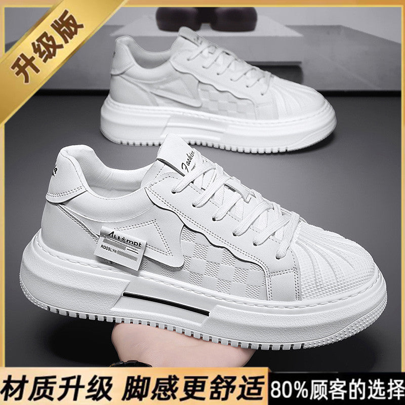 Shell toe white shoes men's hidden heel spring new arrivalstylishfashion sports casual trendy shoes easiest for matchthick sole sneakers