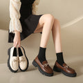 Plus size women's british style leather loafers -  spring/summer chunky sole slip-ons - minimalist fashion trend
