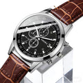 Wholesale cross-border fashion watches for men, men's watches, gift watches, quartz watches, stylish blue light glass leather strap men's wristwatches