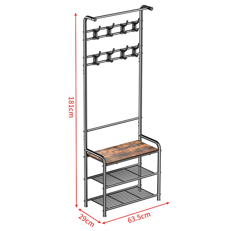 Simple floor coat rack shoe rack integrated combination household shoe rack bedroom living room hanger foyer shoe rack
