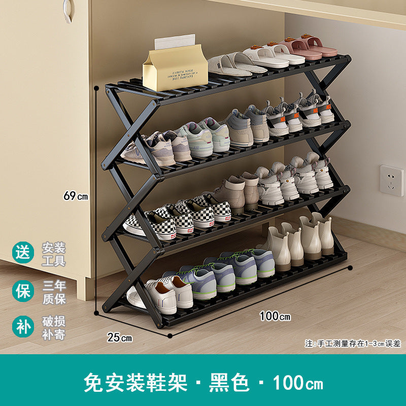 Shoe rack simple door for home multi-layer storage space-saving corner small dust-proof narrow shoe cabinet free of installation