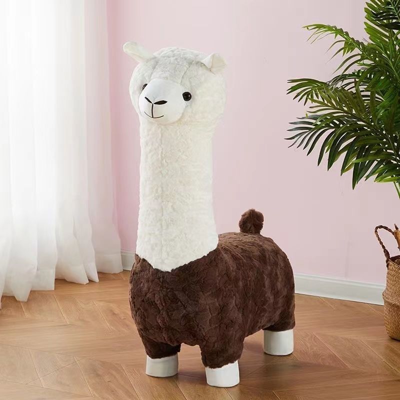 Extra large creative alpaca stool, accessible luxury animal stool, floor-standing handmade ornaments, scandinavian style shoe changing stool, festival