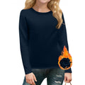 cross-border  autumn/winter new children's long-sleeve crew neck solid color everyday casual fleece-lined t-shirt top
