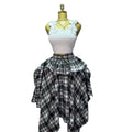 European and american cross-border women's fashion:  summer new arrivals - stylish plaid elastic waist slimming irregular a-line midi skirt