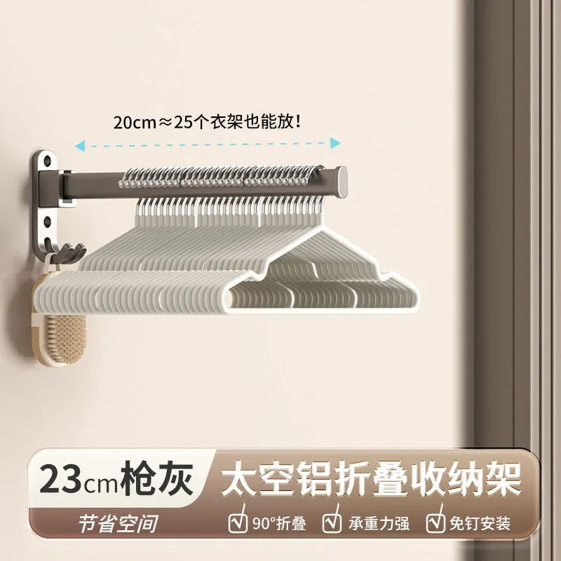 Indoor punch-free wall-mounted clothes hanger storage rack retractable balcony for homefoldable clothes drying rack storage rack