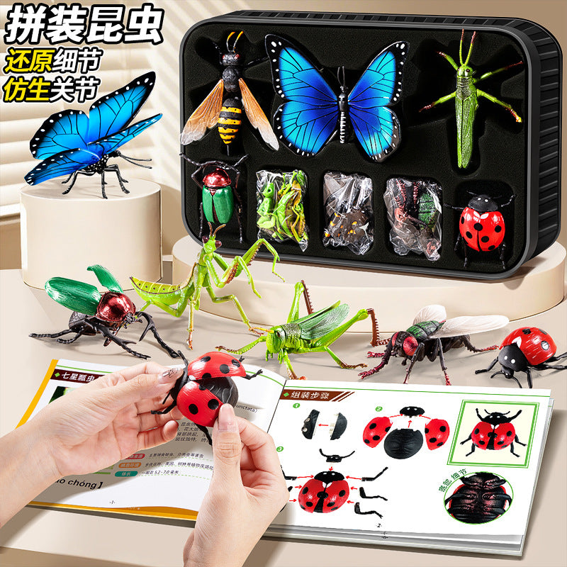 Children's realistic insect model 4d assembly educational animal toy - butterfly, bee, mantis - early education cognitive gift for boys