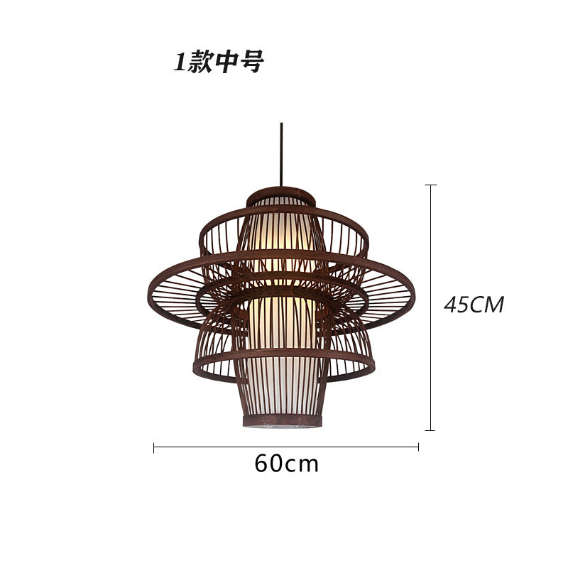 Bamboo woven bamboo art chandelier creative antique Japanese personality retro Zen tea house hotel restaurant box bed and breakfast chandelier