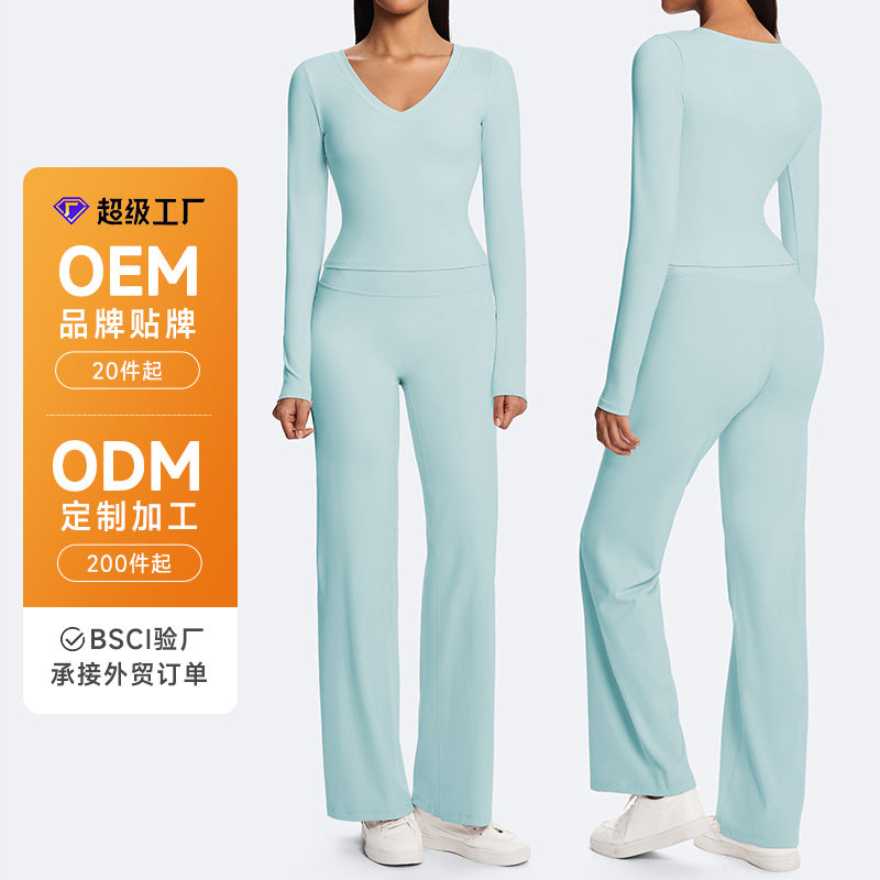 new autumn/winter long-sleeve yoga set - slimming, figure-hugging, tight-fit activewear for fitness, outdoor running, and casual workout