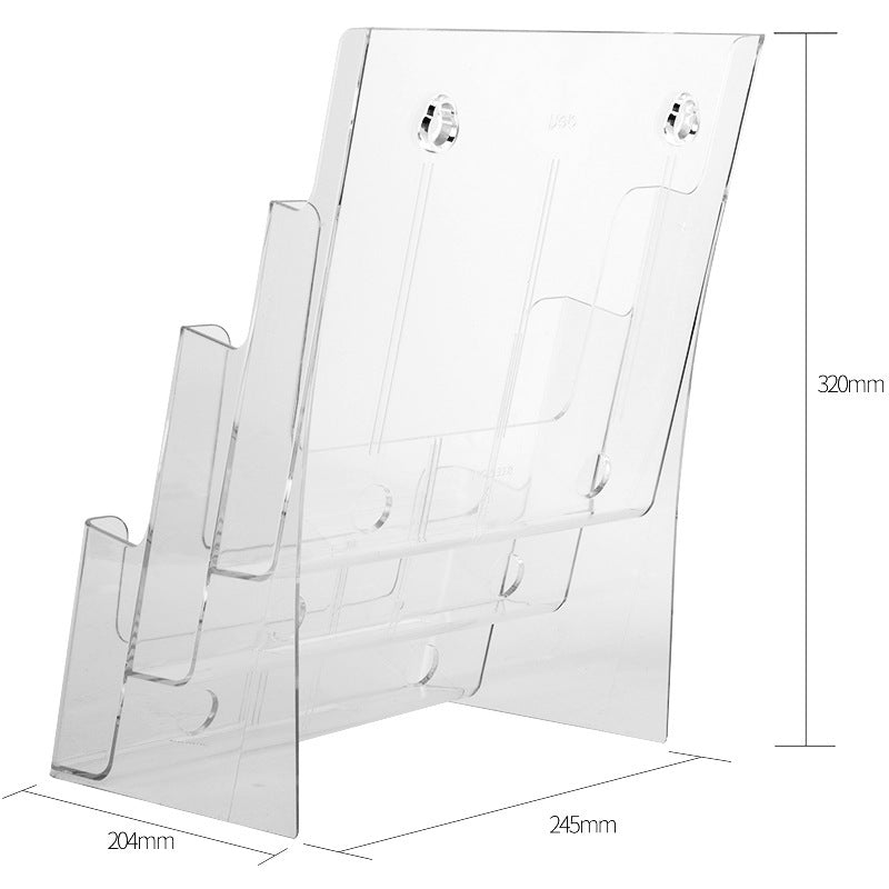 Deli 9318 display stand, three-layer A4 acrylic hanging transparent storage rack, standing storage box storage seat
