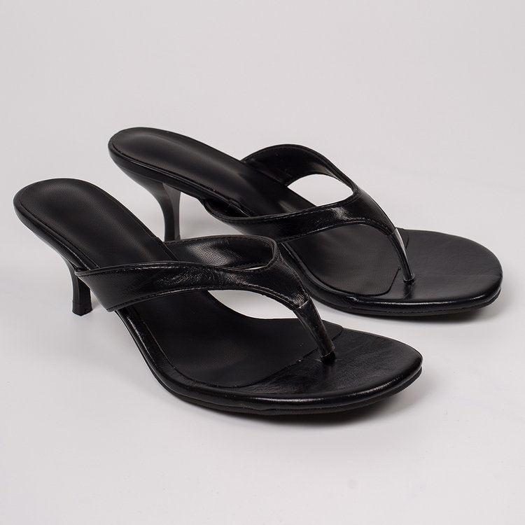 High-heeled flip-flops for women  summernew arrivaloutwearplus sizefashion thin heel clip toe lazy slip-on slippers