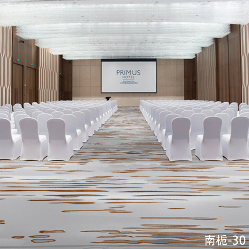 Custom carpets for hotel banquet halls, corridors, and aisles - fire-retardant, full-spread nylon printed carpets for restaurants and dining rooms
