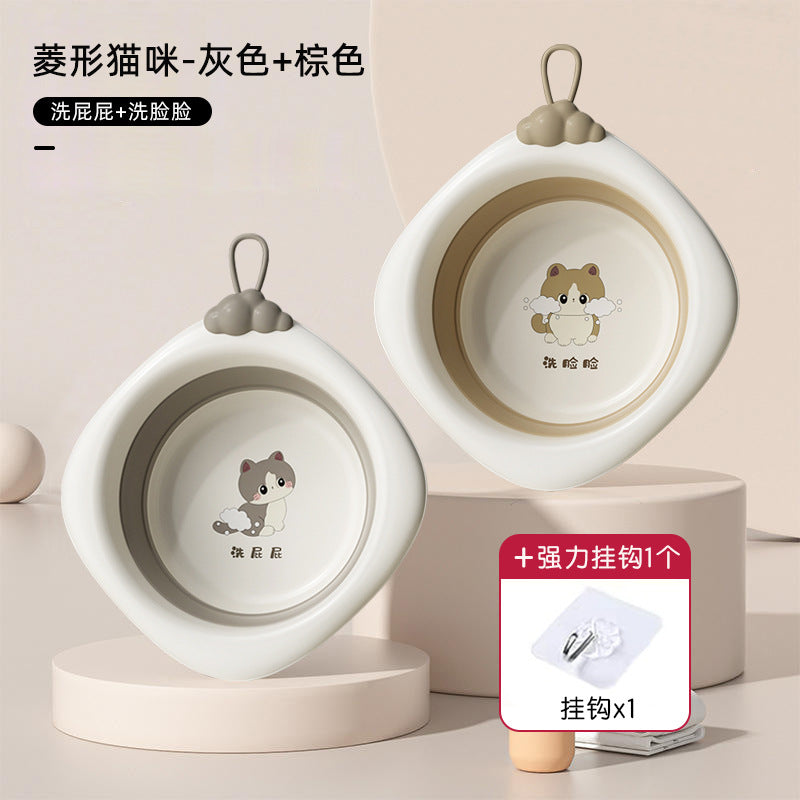 Newborn baby washbasin set - collapsible 3-piece kit for bathing and diaper changes