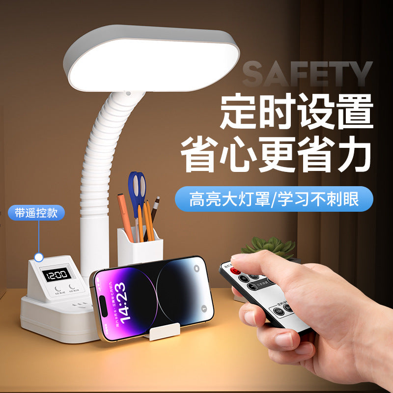Led multifunctional time display desk lamp - bedroom study reading bedside lamp - eye protection socket usb home dorm room