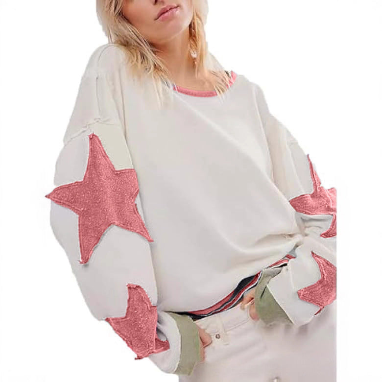 European and american style women's hoodie: trendy, chic, round neck, lightweight, loose fit, effortless style, long sleeve outerwear