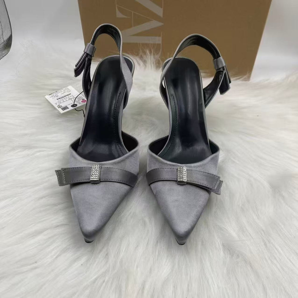 Za's 2025 new women's shoes: low-heeled, elegant, socialite-style pumps with closed toe, low-cut design, and ankle strap
