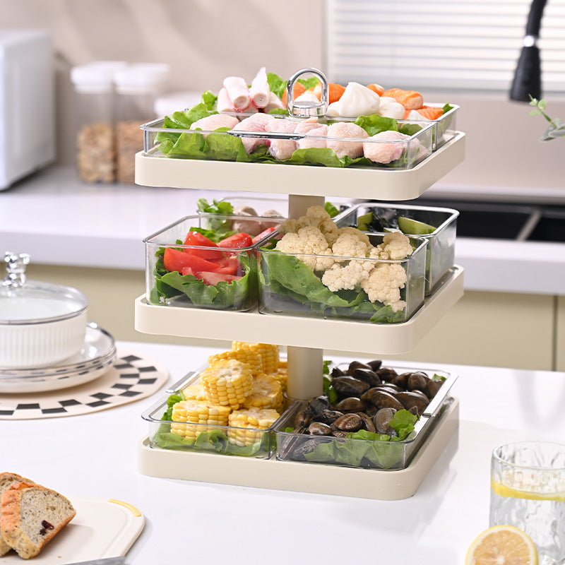 Fruit plate, hot pot plate, dim sum, dried fruit plastic rotating fruit plate, snack box, dessert table, multi-layer divided snacks