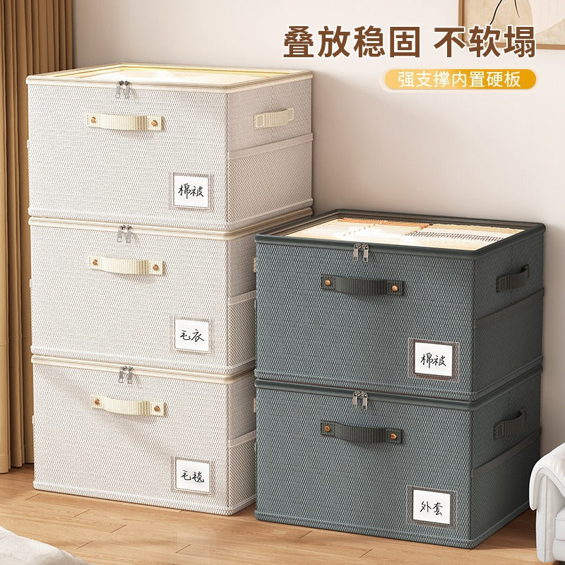 Oxford cloth zipper transparent visual cover storage basket side net household large-capacity zipper box clothing wardrobe finishing box