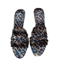 Za new 2024 fashion high heel pointed toe open toe leopard print thin one-strap bow detail backless mules sandals for women