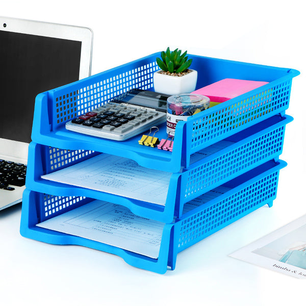 Huajie stackable file basket A4 storage basket multi-layer stackable combination large-capacity drop-resistant multi-layer data rack