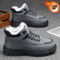 2025 winter men's high-top fleece-lined warm leather shoes, black korean style martin boots, thickened casual cotton shoes, dad shoes