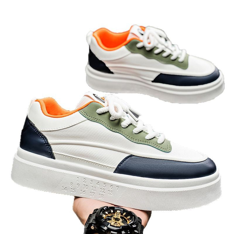 Men's spring 2025 new breathable white sneakers, athletic casual shoes, trendy men's brand, niche anti-slip wear-resistant skate shoes