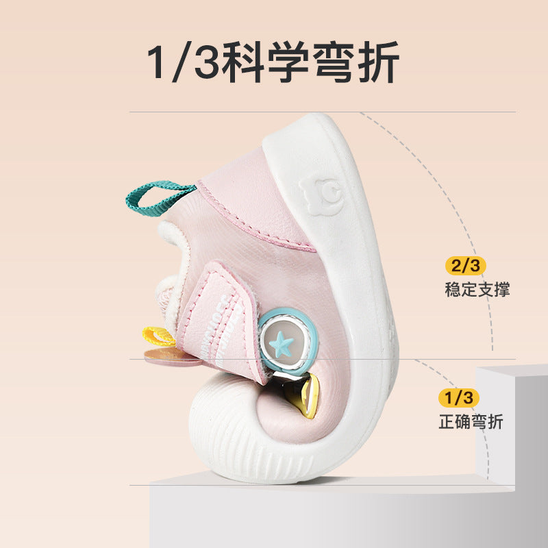 Toddler shoes for baby boys 0-1-3 years old, autumn/winter infant and toddler shoes for baby girls, soft sole functional fleece-lined thickened cotton shoes