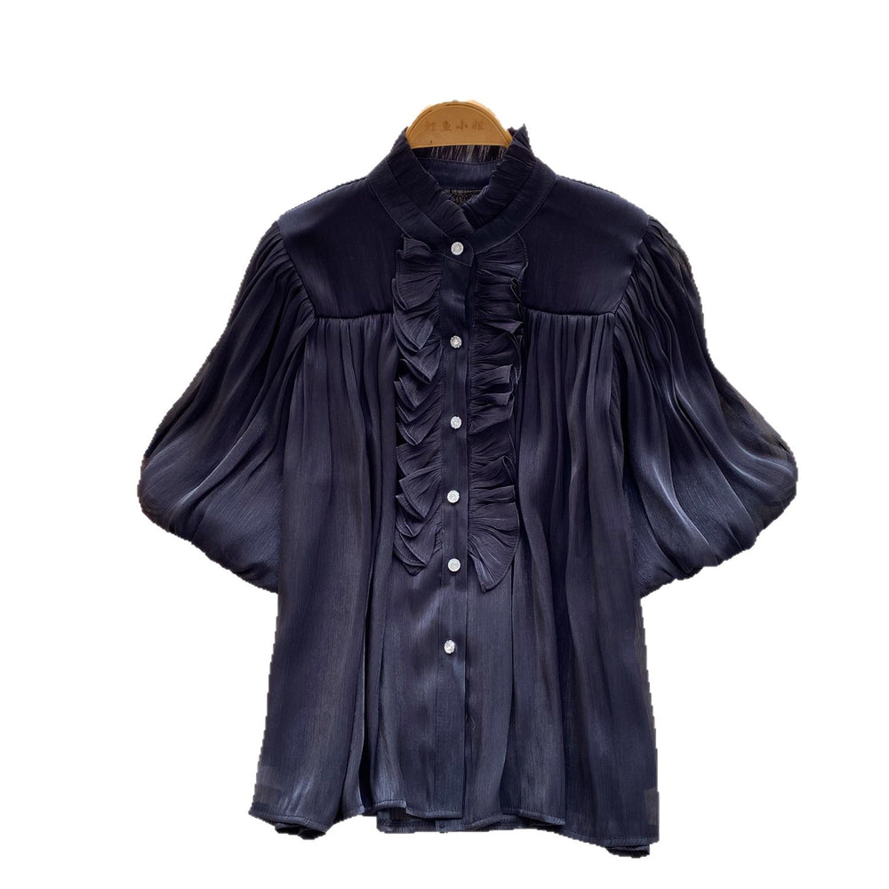 French chic lantern sleeve ruffle blouse - women's summer top: soft, breathable, high-end design, perfect for work