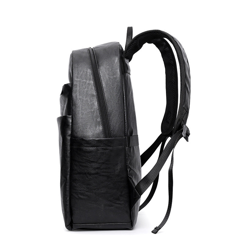 Cross-border new men's PU backpack computer backpack large-capacity schoolbag commuter bag simple leisure travel backpack