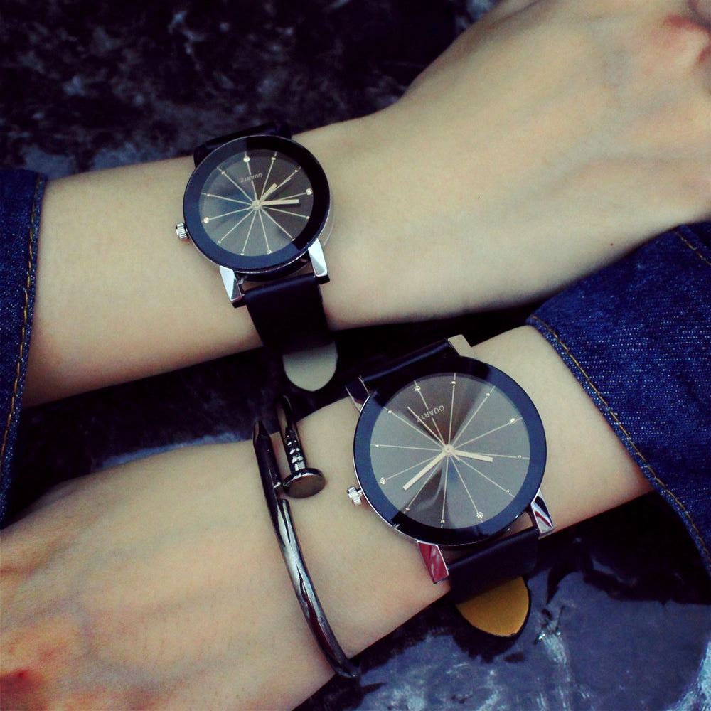 Wholesale leather belt couple watches - speckled leather strap watch set - women's fashionable and unique wristwatches - suitable for students and more
