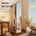 Rotating full-length mirror floor mirror for home bedroom movable try-on large mirror with coat rack all-in-one full-length mirror