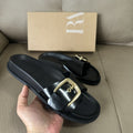 Spain 2025 spring/summer new women's one-strap sandals & slippers - versatile leather buckle detail, casual low heel, flat women's shoes