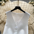 spring new lace trim v-neck sleeveless tank top - women's summer commute style slimming design vest
