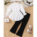Exportgirlsuit laceknittingvestpatchworkshirt tweed stylelong sleevestopsknitting pants children's two-piece set