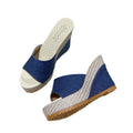 Fashionexport wedge heel one-shaped fish mouth high heel slippers women's platform shoes thick soleplus size open toe cloth sandals wish
