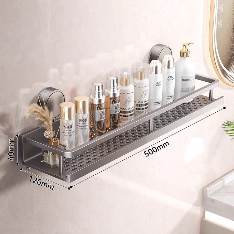 Suction cup shelf - wall mounted, no drilling required - bathroom & toilet organizer for vanity, washroom, and restroom